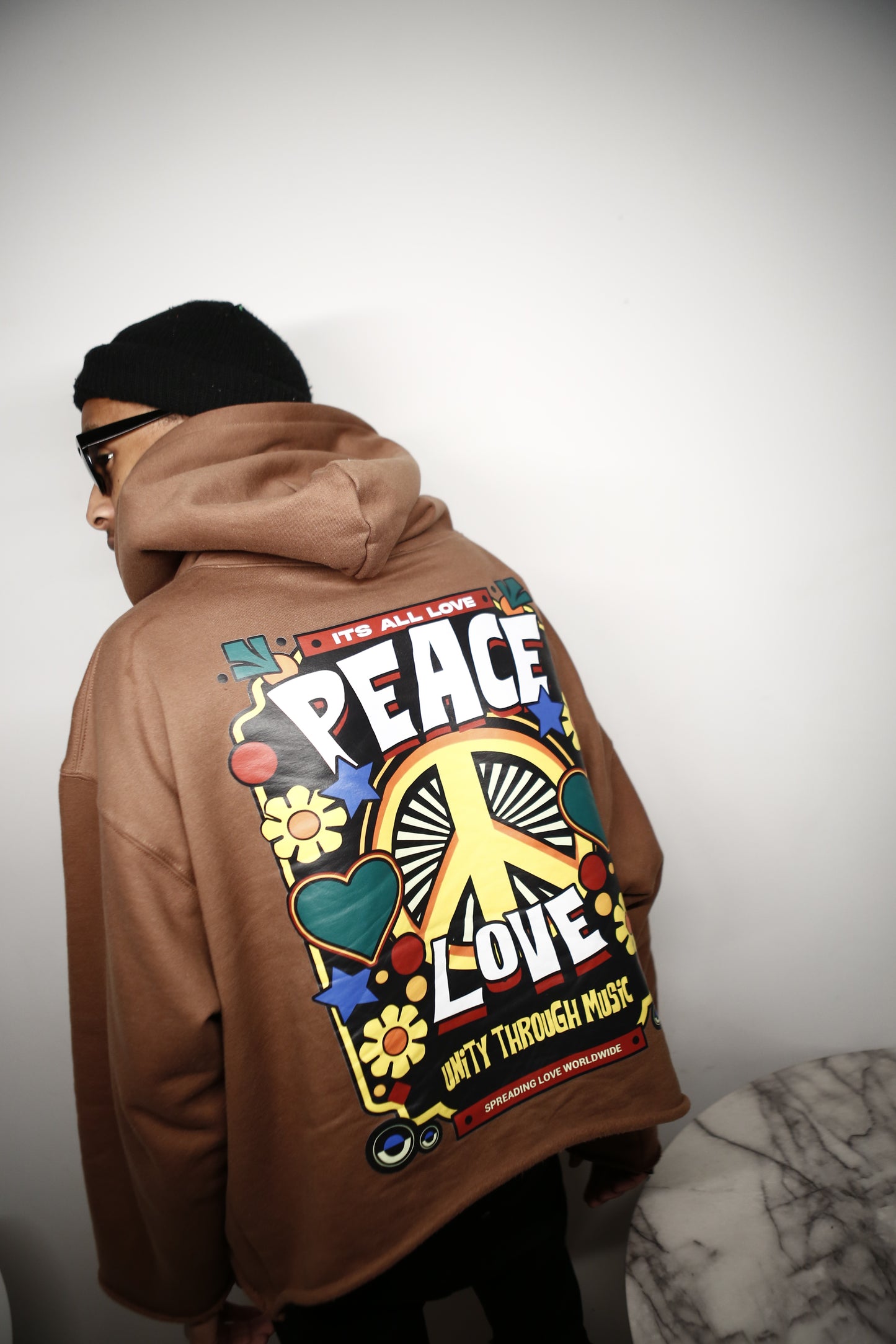 Cropped Peace and Love Hoodie